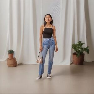 Reformation  franc Black Crop Top